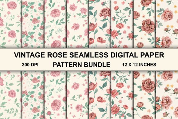 Download Vintage Rose Seamless Pattern Bundle - Vintage Collection