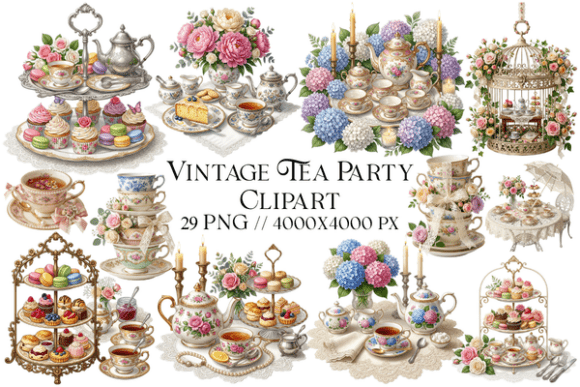 Download Vintage Tea Party Clipart - Vintage Collection