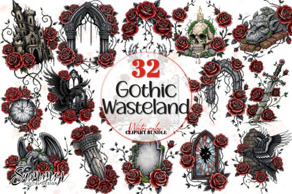 Download Vintage Gothic Wasteland Clipart Bundle - Vintage Collection