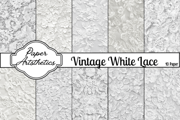 Download Vintage White Lace Pattern Digital Paper - Vintage Collection