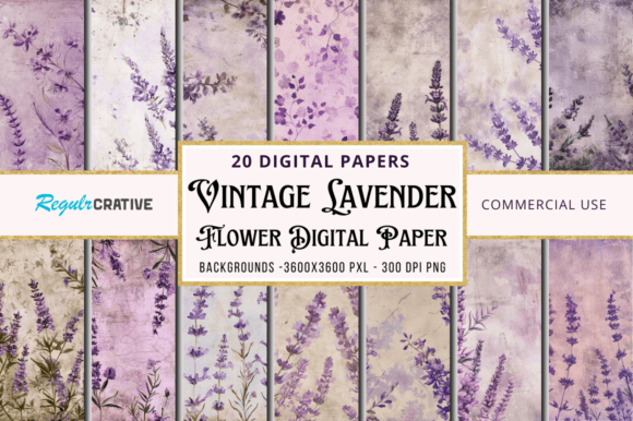 Download Vintage Lavender Digital Paper Pack - Vintage Collection
