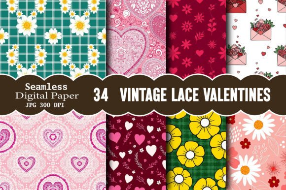 Download Vintage Lace Valentines Pattern - Vintage Collection